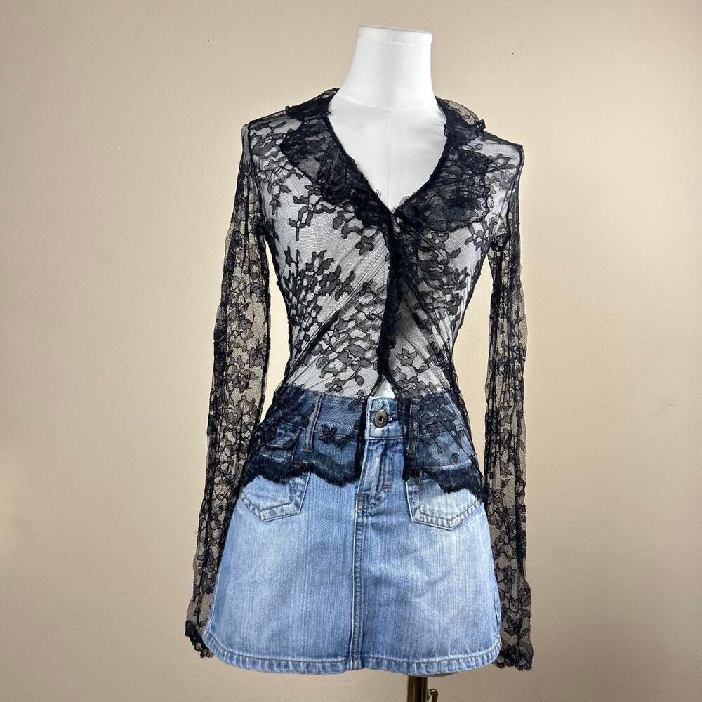 Moda International Dark Coquette Lace Button-Up Top